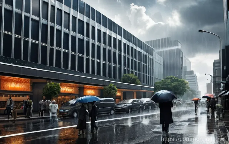 지구의 위기 - **Prompt:** A bustling modern city street scene under a dramatic, contrasting sky. On one side, a sc...