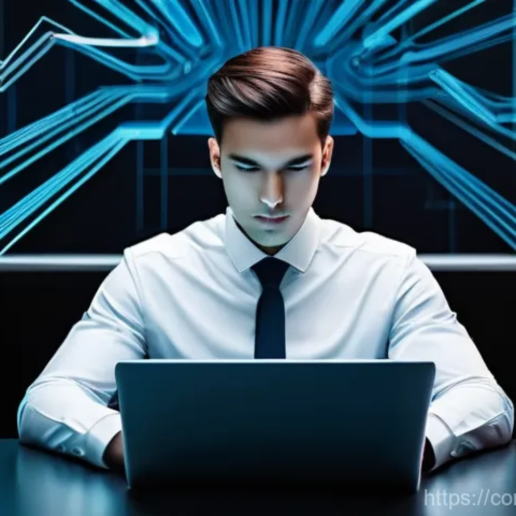 디지털 시대 상식 - **Prompt:** A diverse young adult, alert and focused, sits at a modern desk with a sleek laptop or t...