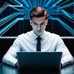 Home 11 디지털 시대 상식 - **Prompt:** A diverse young adult, alert and focused, sits at a modern desk with a sleek laptop or t...