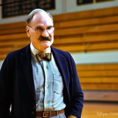 Home 21 농구 역사 - **Prompt:** "A historical scene depicting James Naismith in 1891, a Canadian physical education inst...