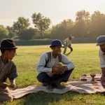 Home 8 야구 역사 - **Image Prompt 1: The Dawn of Baseball in 19th Century America**
A lively scene depicting the ea...
