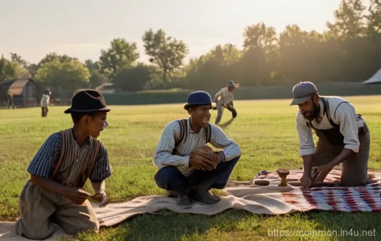야구 역사 - **Image Prompt 1: The Dawn of Baseball in 19th Century America**
A lively scene depicting the ea...
